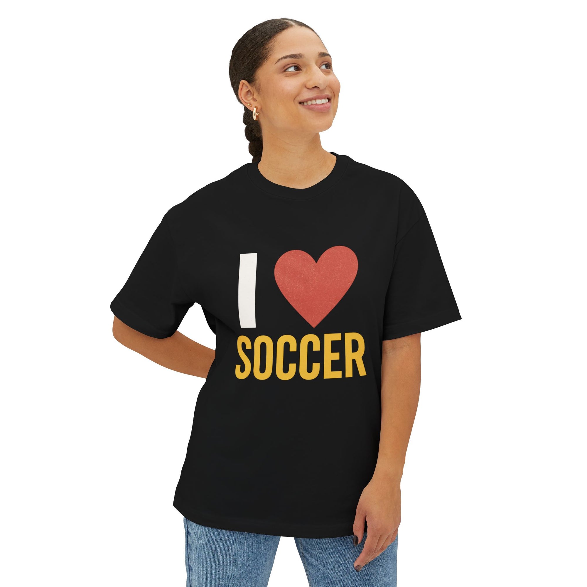 I Love Soccer Blackout Unisex Oversized Boxy Tee